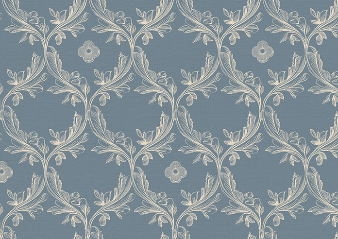 Trellis Prints, Vine and Bloom Raffs Blue - Roman Blind - Image 7